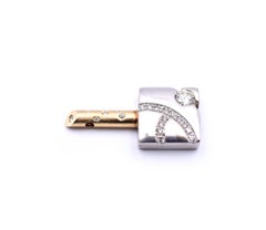 14 Karat White and Yellow Gold Diamond Key Pendant