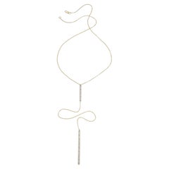 Collier Lariat en or blanc et jaune 14k avec diamants Chaîne de 17,5 pouces