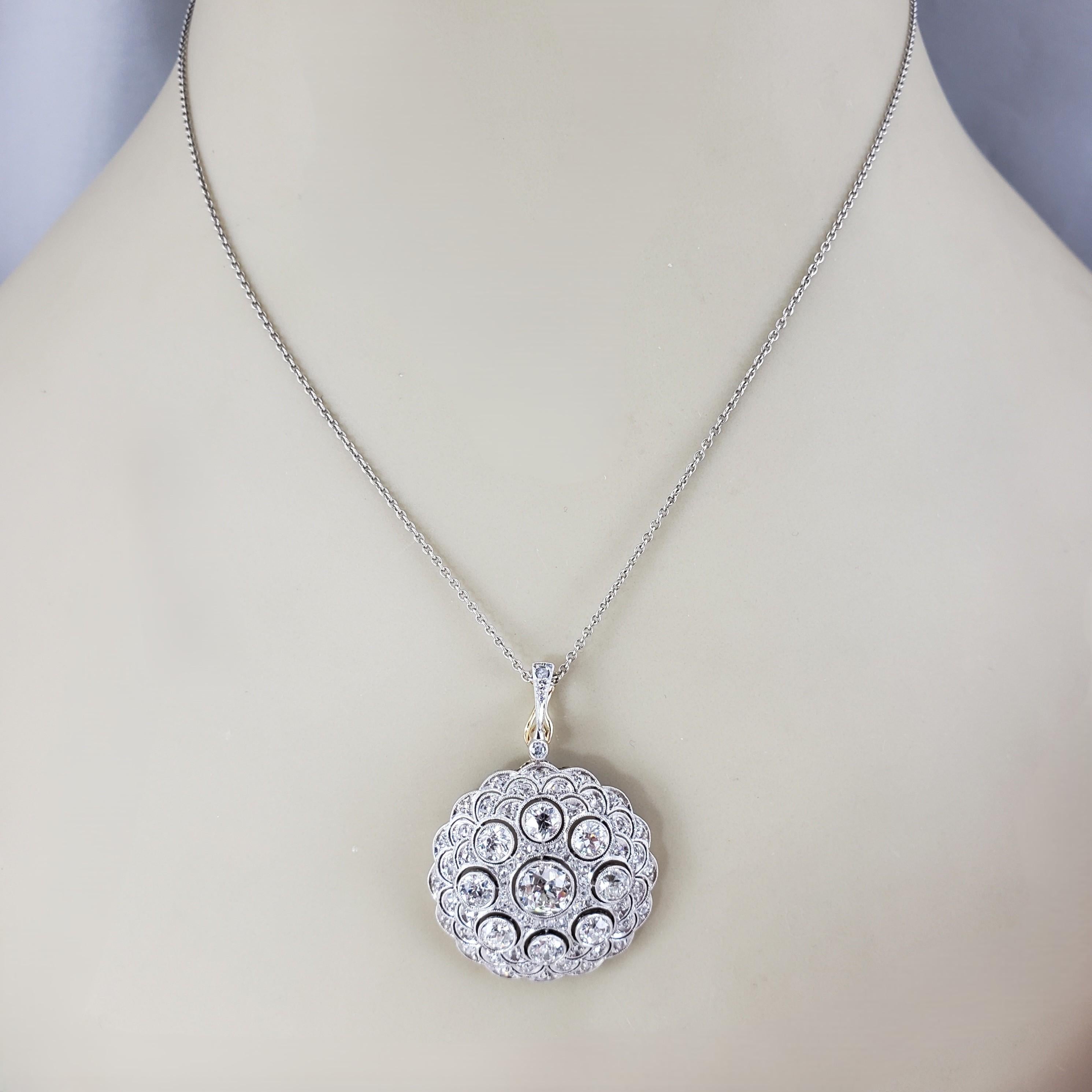 Women's 14K White and Yellow Gold Diamond Medallion Pendant #23328 For Sale