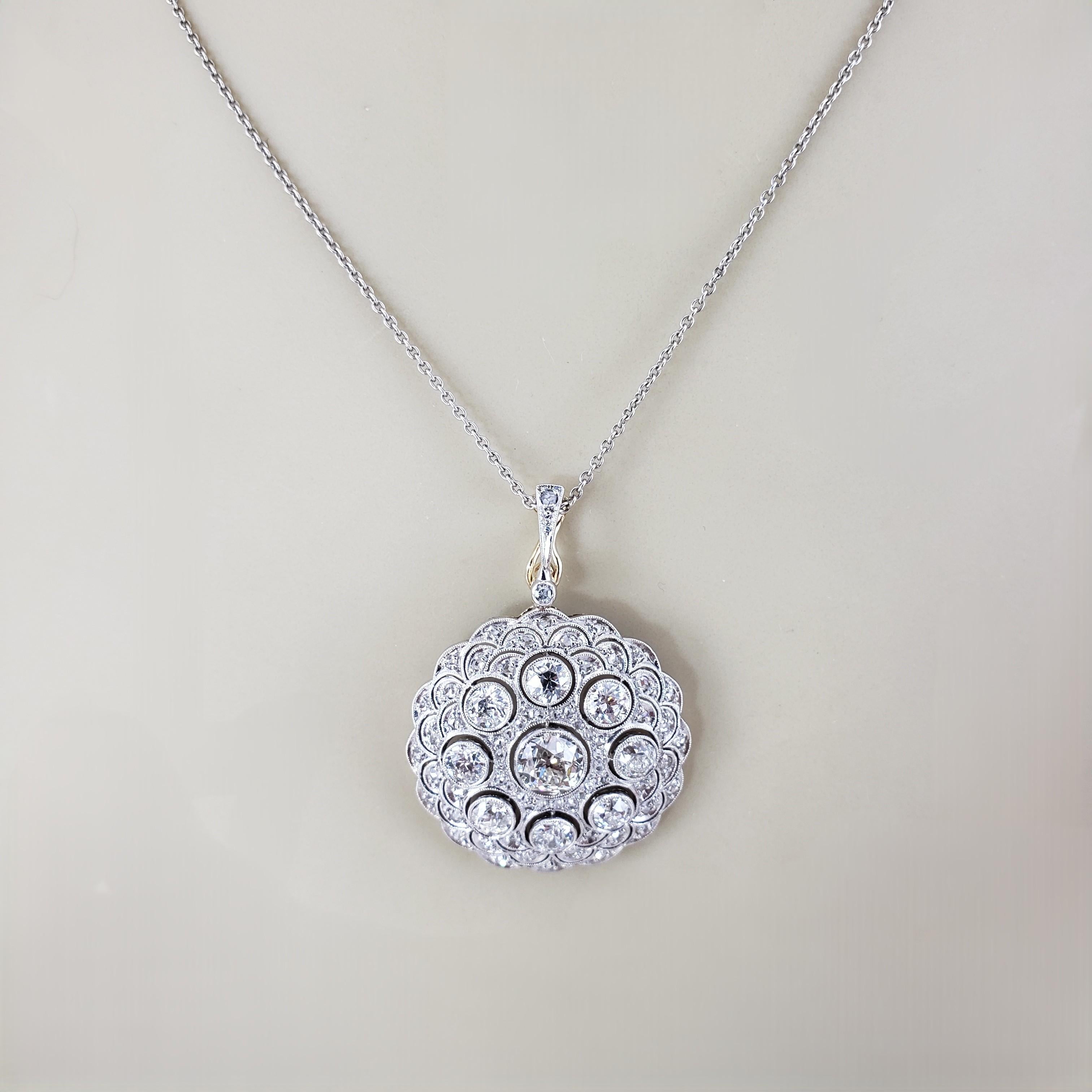 14K White and Yellow Gold Diamond Medallion Pendant #23328 For Sale 1