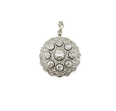14K White and Yellow Gold Diamond Medallion Pendant #23328