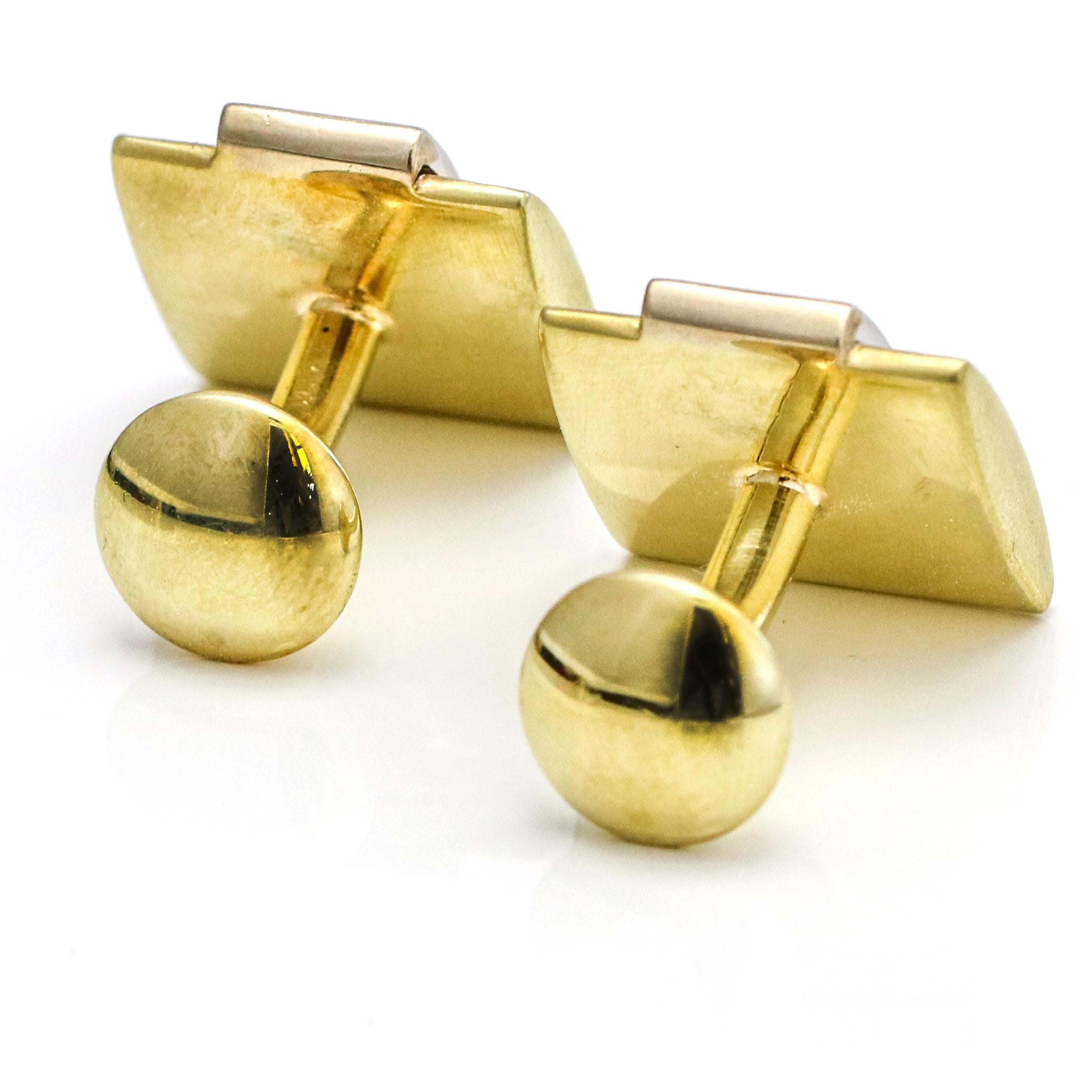 Men's 14 Karat White and Yellow Gold Diamond Square Cufflinks For Sale