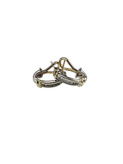 Orecchini a cerchio Omega in oro bianco e giallo 14K #24908