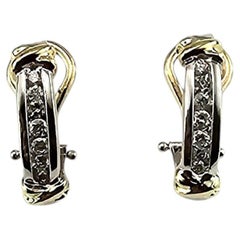 Orecchini a cerchio Omega in oro bianco e giallo 14K #24908