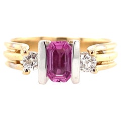 14K White and Yellow Gold Pink Sapphire and Diamond Ring