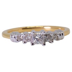 14K White and Yellow Gold Princess Cut Diamond Ring