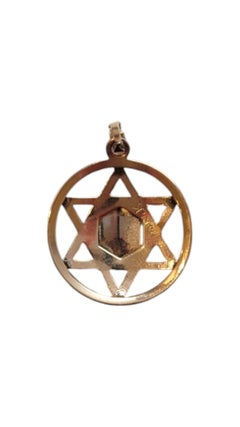 14K White and Yellow Gold Star of David Ten Commandments Charm #18230