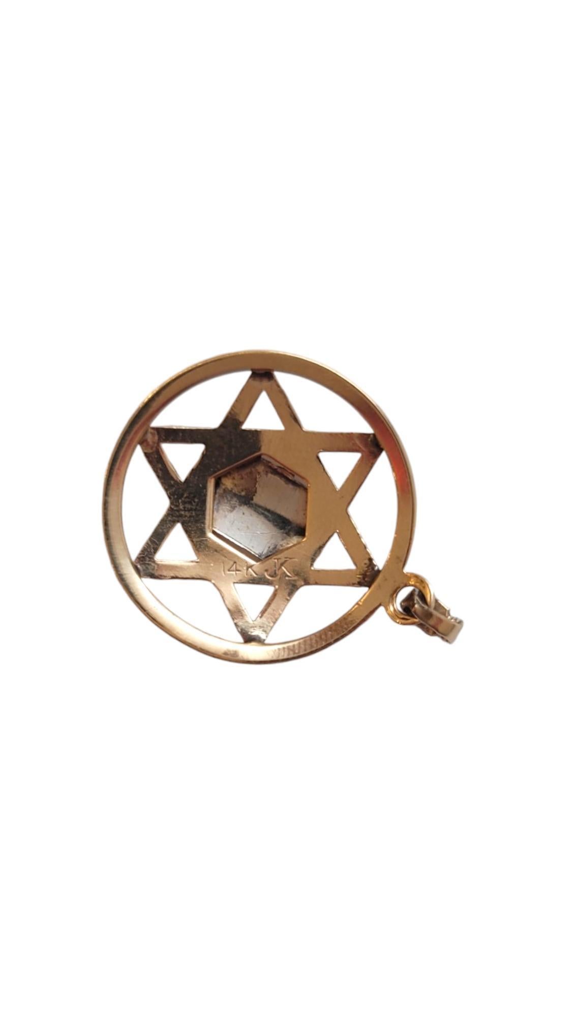 14K White and Yellow Gold Star of David Ten Commandments Charm #18230 2