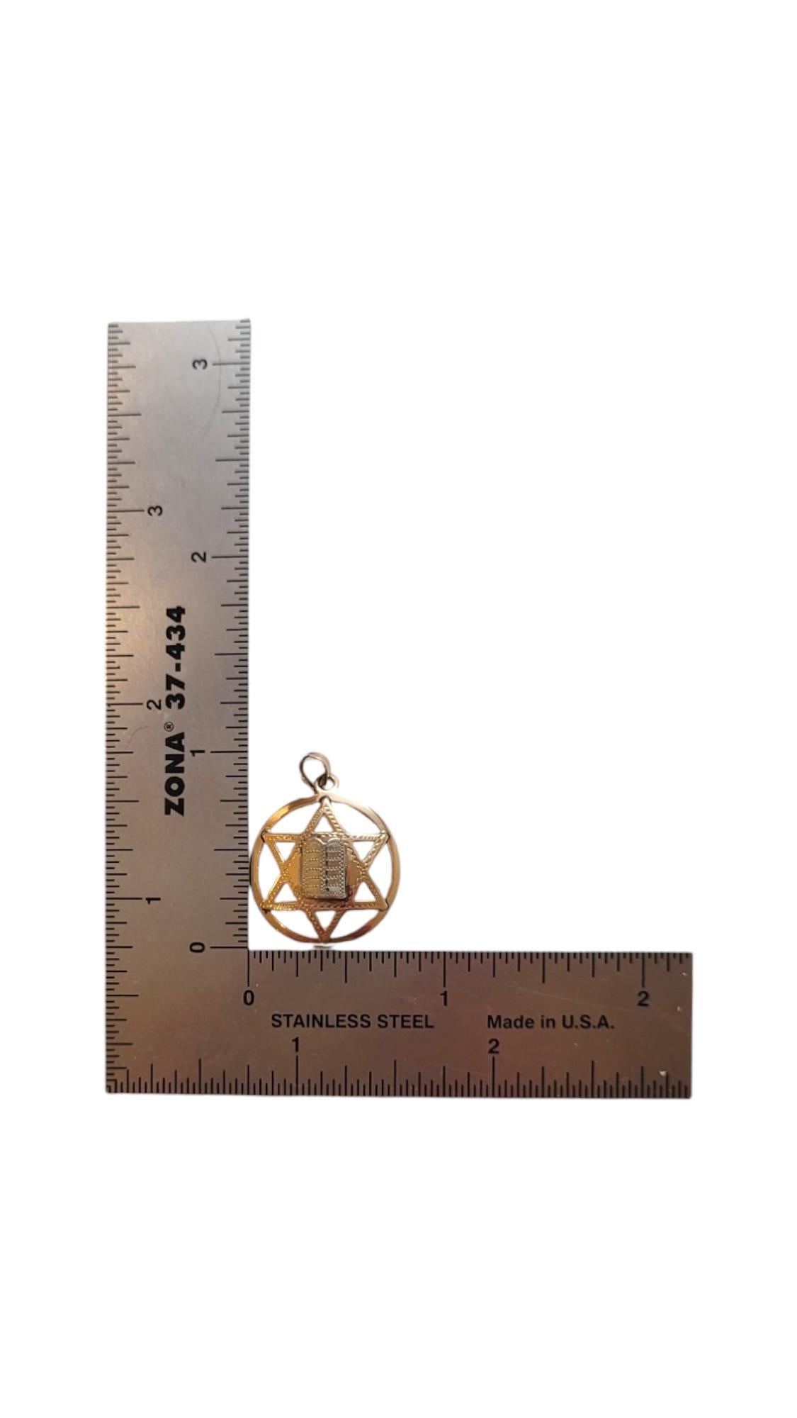 14K White and Yellow Gold Star of David Ten Commandments Charm #18230 3