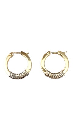 14K White and Yellow Gold Two Tone Hoop Earrings #24426