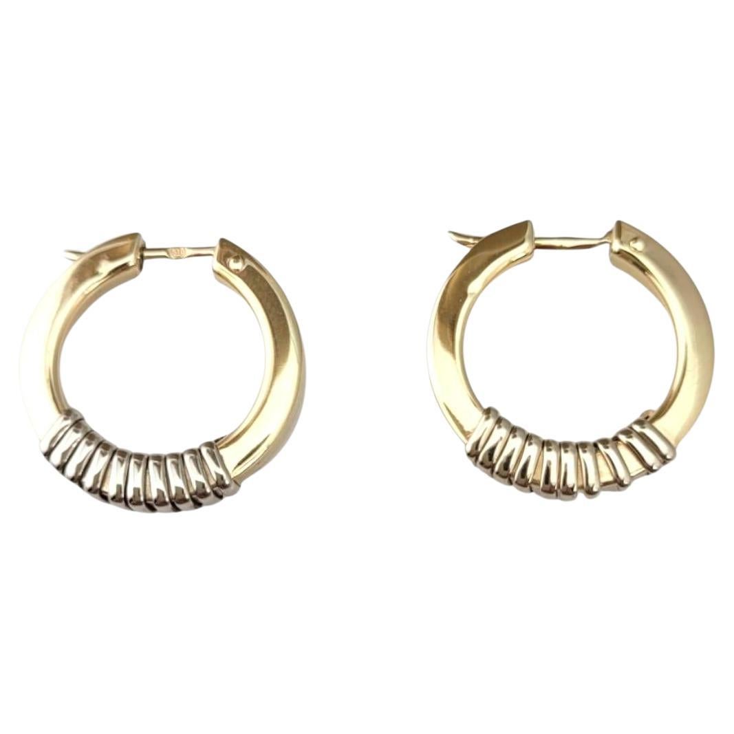 14K White and Yellow Gold Two Tone Hoop Earrings #24426 im Angebot