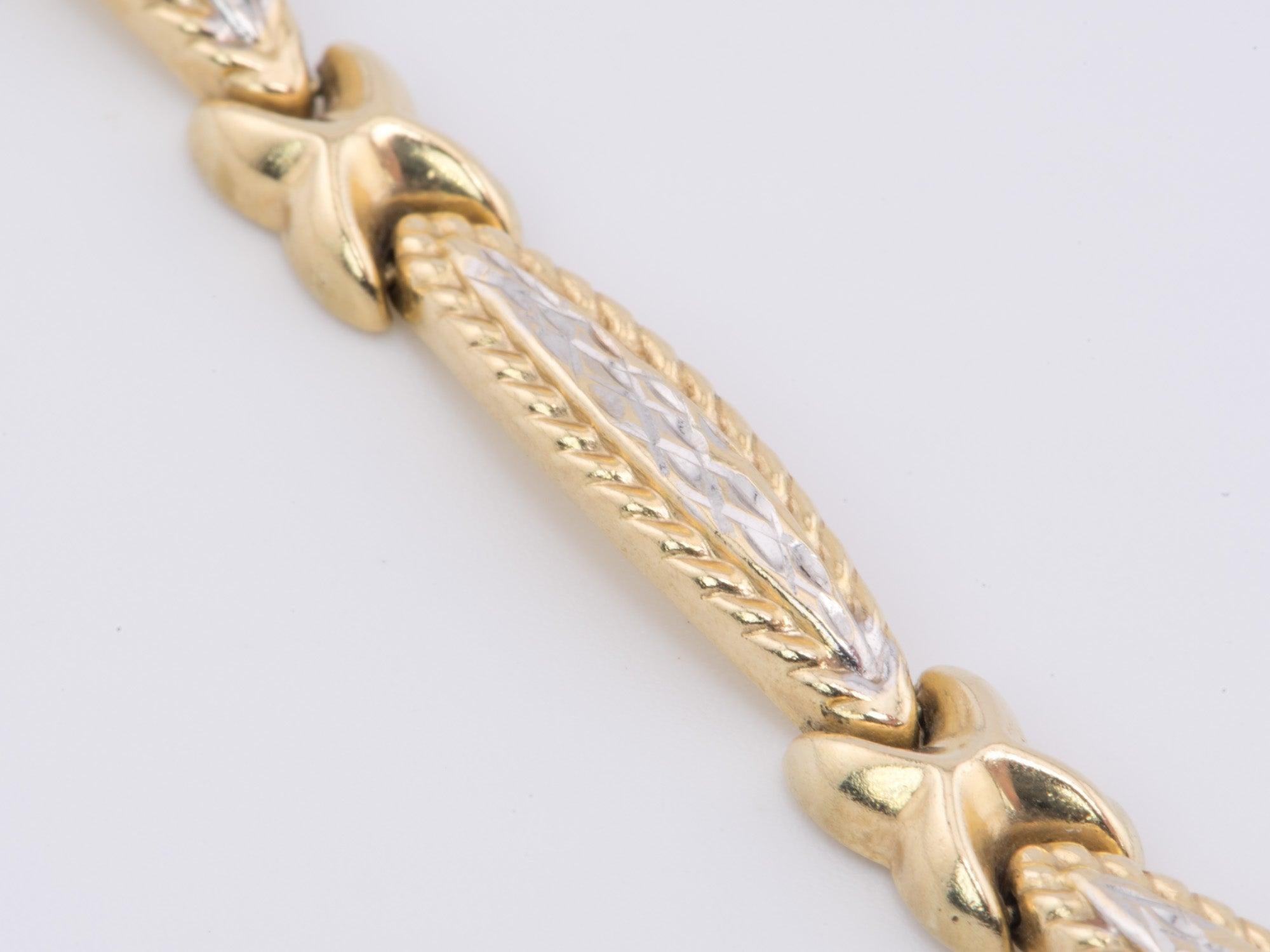 da uomo o donna Bracciale X-Bar bicolore in oro bianco e giallo 14K da 7,5