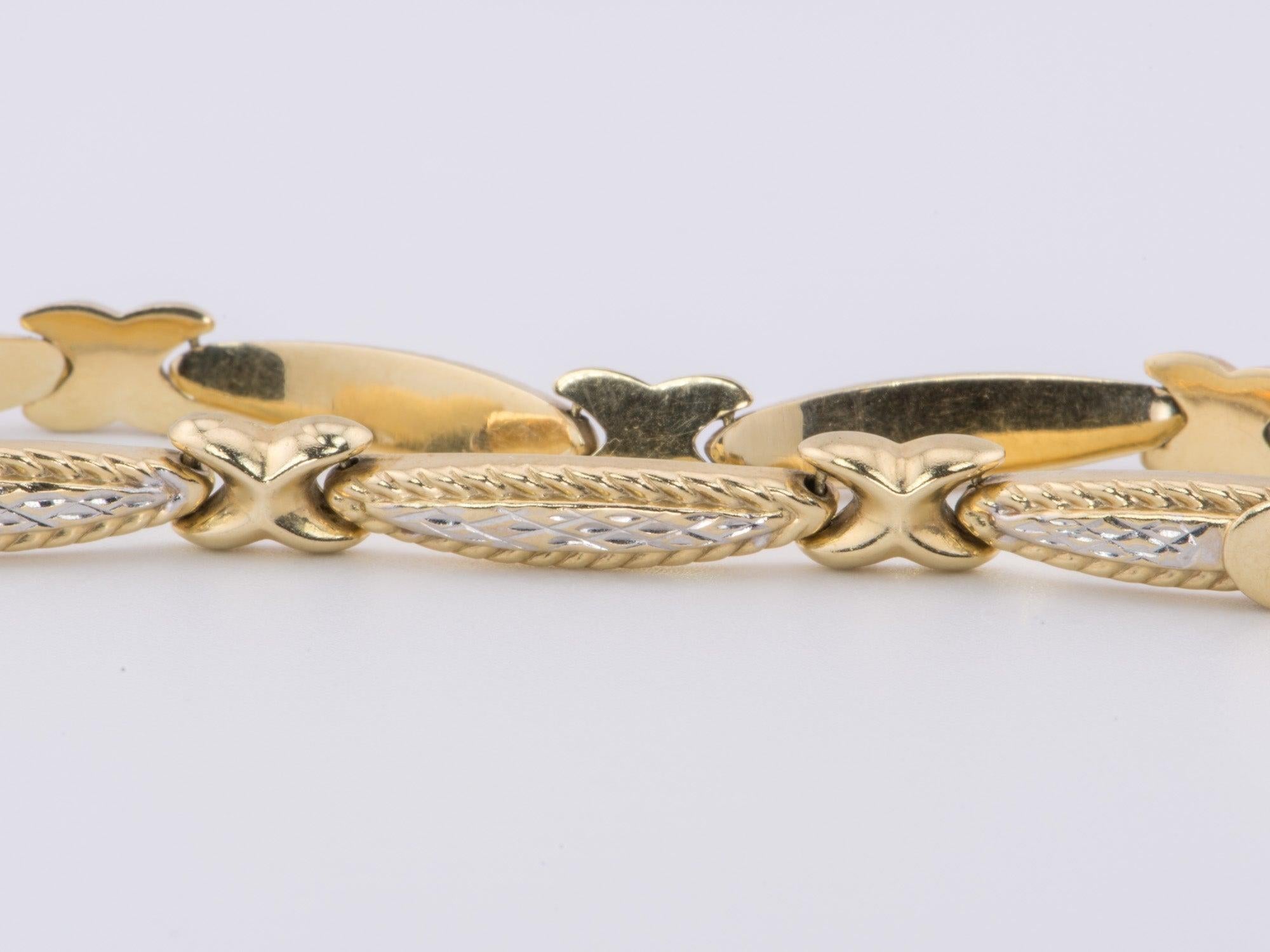 Bracciale X-Bar bicolore in oro bianco e giallo 14K da 7,5