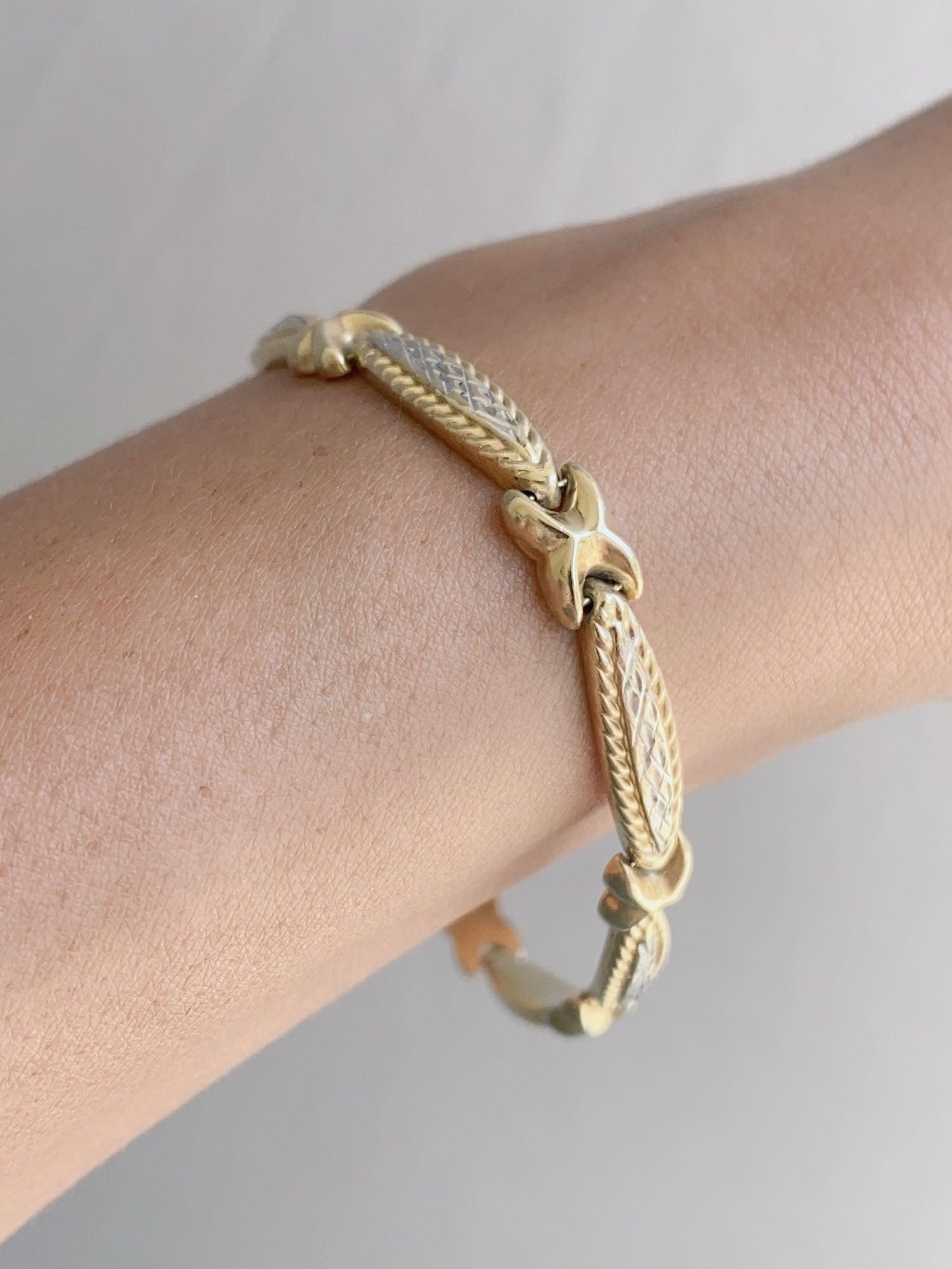 Bracciale X-Bar bicolore in oro bianco e giallo 14K da 7,5