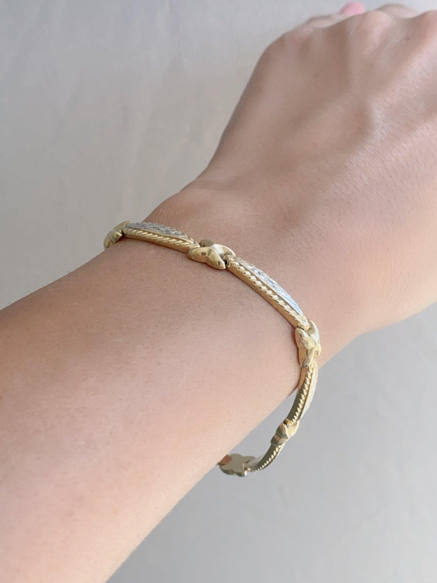 Bracciale X-Bar bicolore in oro bianco e giallo 14K da 7,5