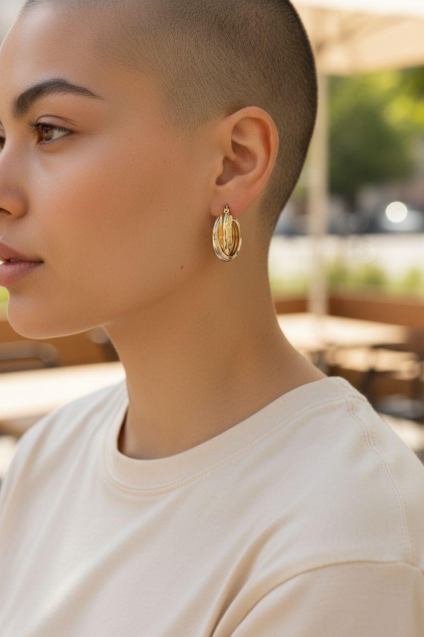 Orecchini a cerchio a due toni in oro bianco e giallo 14K #24008 in vendita 3