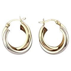 14K White and Yellow Gold Two-Tone Twist Hoop Earrings #24008