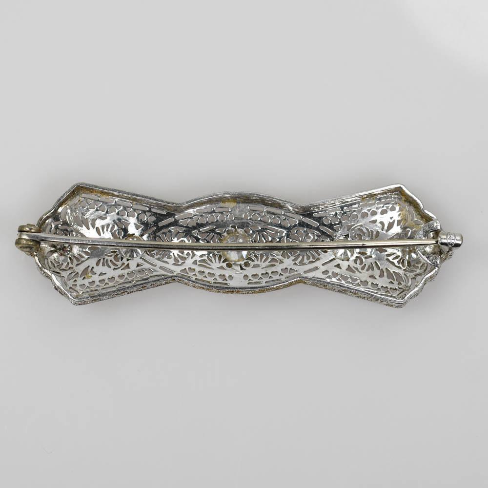 14K Weiß Antike Diamant-Brosche 0,50ct (Rundschliff) im Angebot