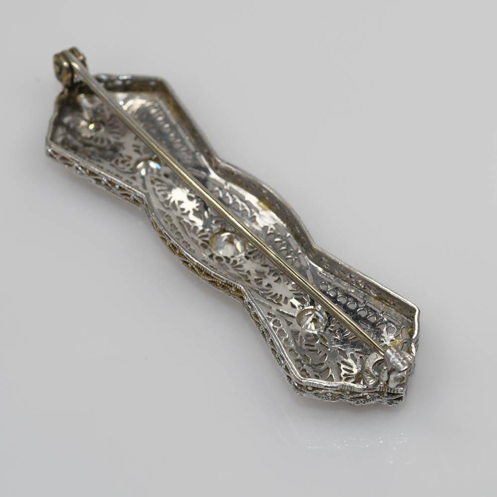14K Weiß Antike Diamant-Brosche 0,50ct im Zustand „Hervorragend“ im Angebot in Laguna Beach, CA