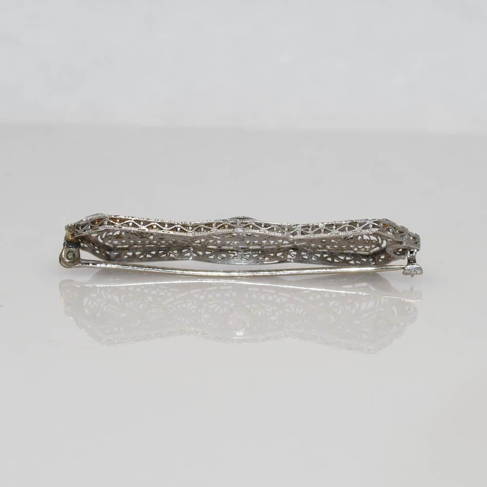 14K Weiß Antike Diamant-Brosche 0,50ct im Angebot 1