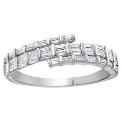 14K White Baguette Diamond Fashion Ring