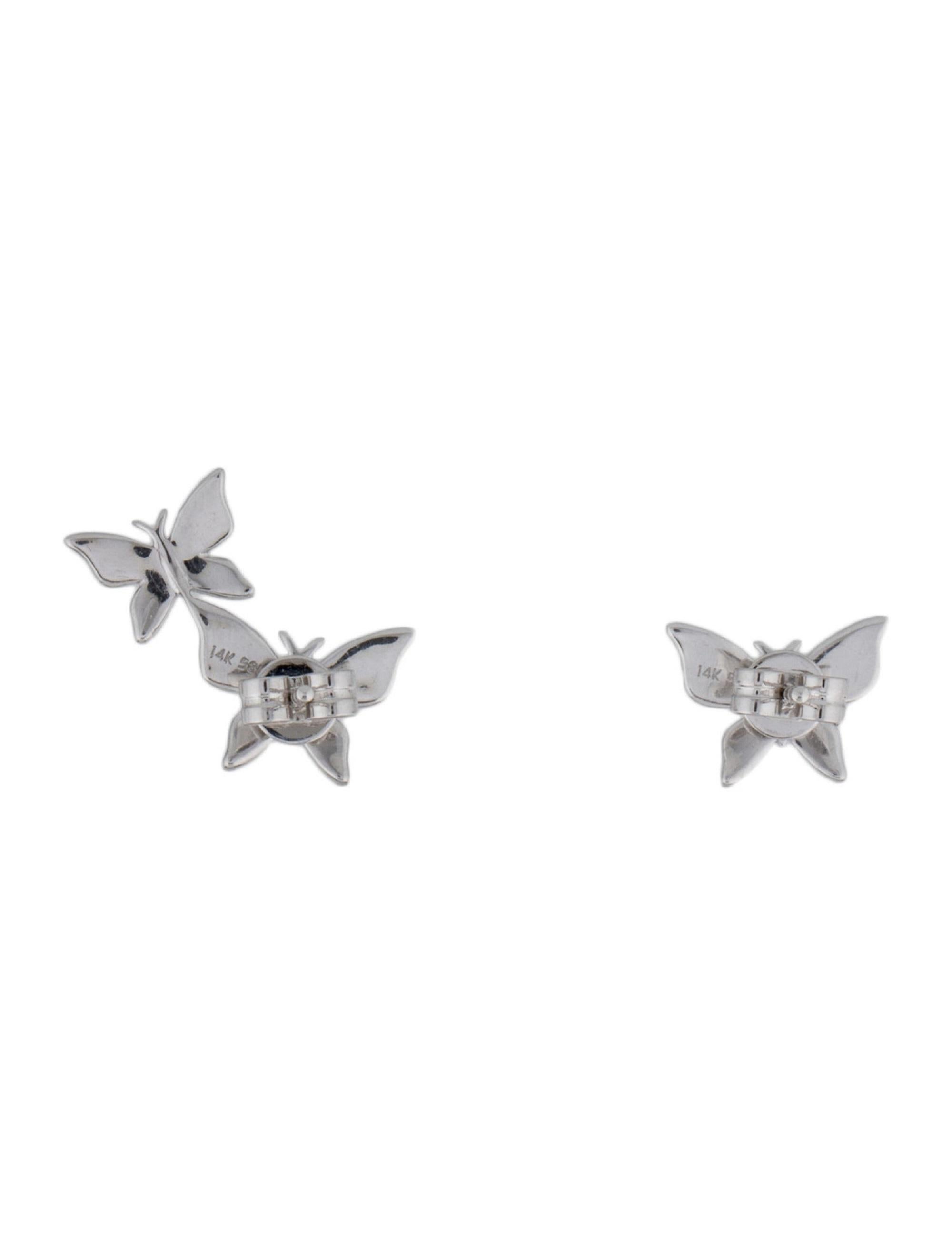 Contemporary 14K White Diamond 0.35 Carat Diamond Butterfly Earrings For Sale