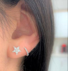 14 Karat Weißgold 0,05 Karat Diamant Huggie-Creolen-Ohrringe
