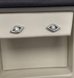 14K White Gold 0.05ct Diamond Evil Eye Earrings for Her