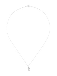 14k White Gold 0.06 Carat Diamond Initial Pendant Necklace, Initial K
