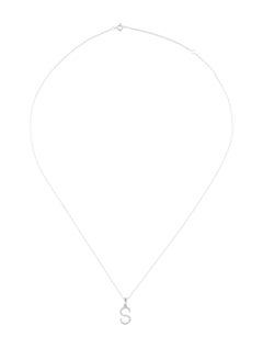 14k White Gold 0.06 Carat Diamond Initial Pendant Necklace, Initial S
