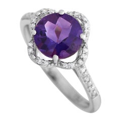 Anello Quatrefoil in oro bianco 14K con diamante e ametista da 0,10 carati