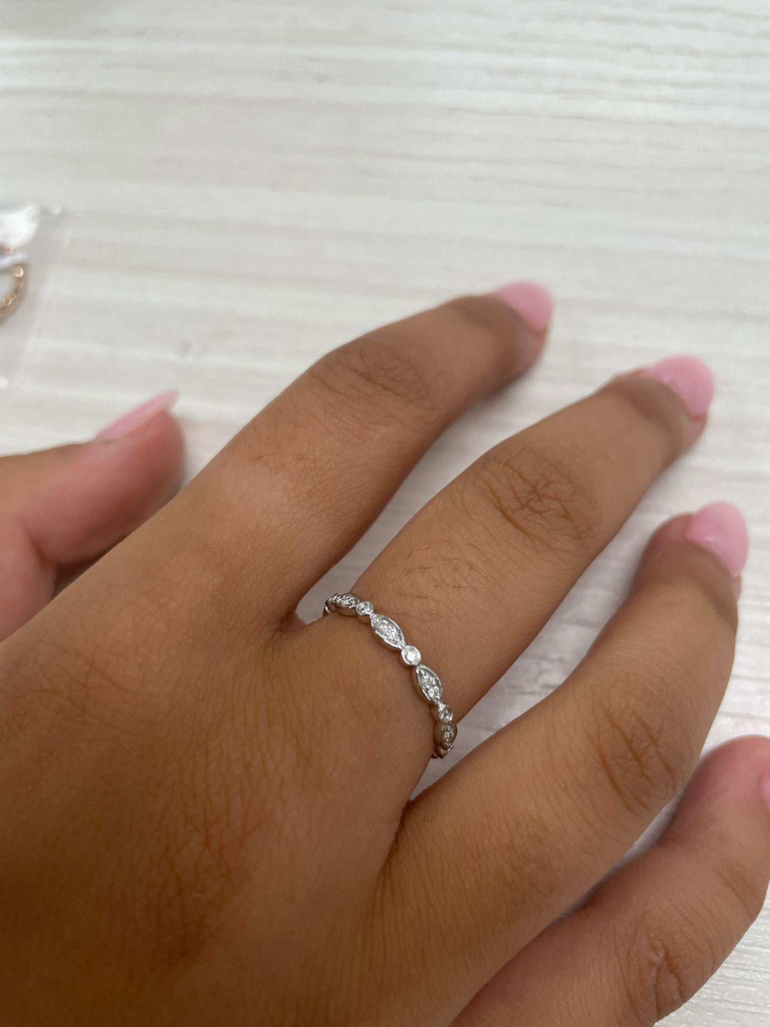 Contemporary 14K White Gold 0.10ct Diamond Band for Her For Sale