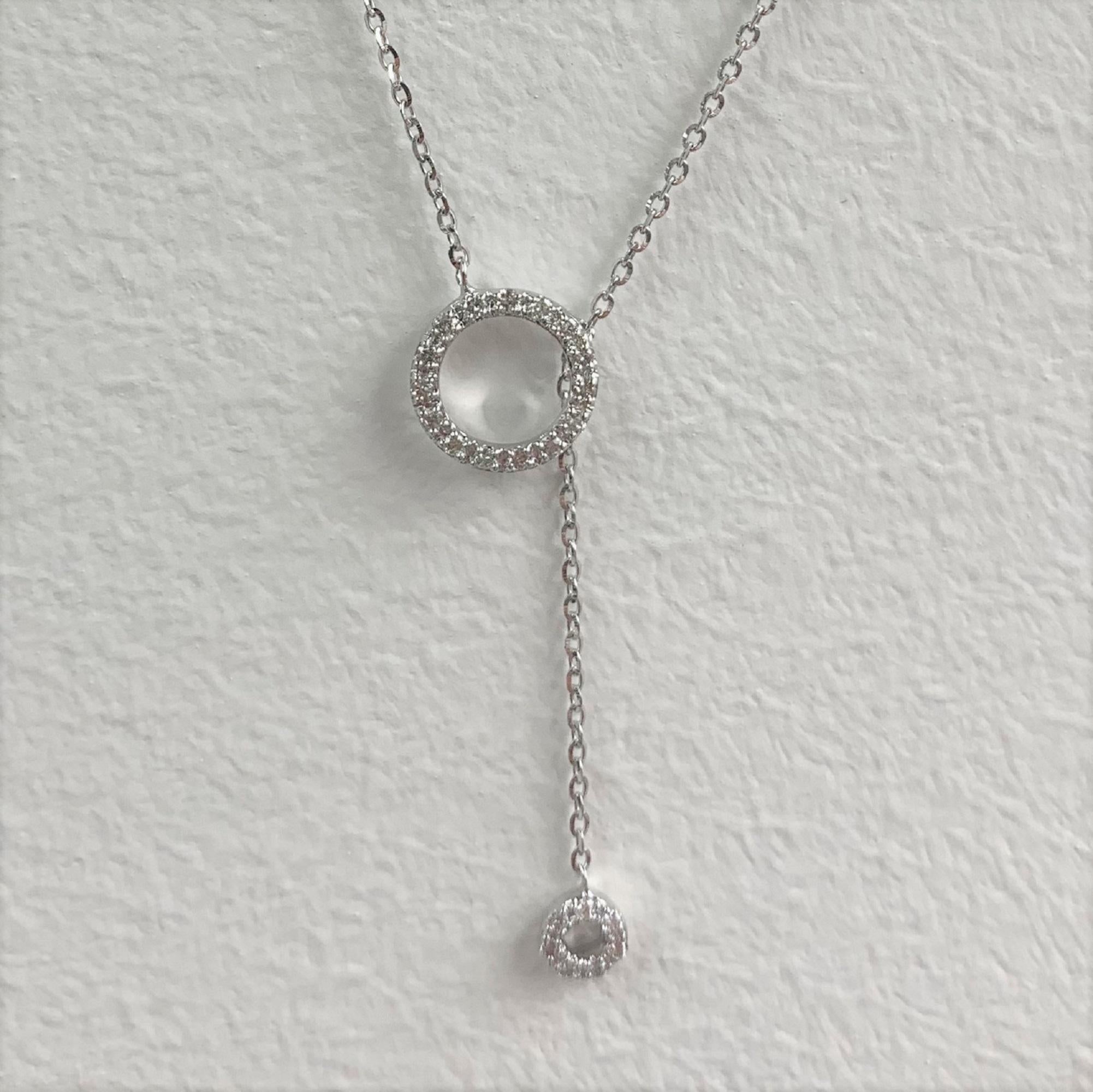 Charming and Classic Design: This Diamond circle necklace features a 14k gold chain with a beautiful diamond dangle design with an approximate diamond weight of 0.10cts and a colour of G-H and clarity of Sl1-Sl2; colours available in pink, white, or