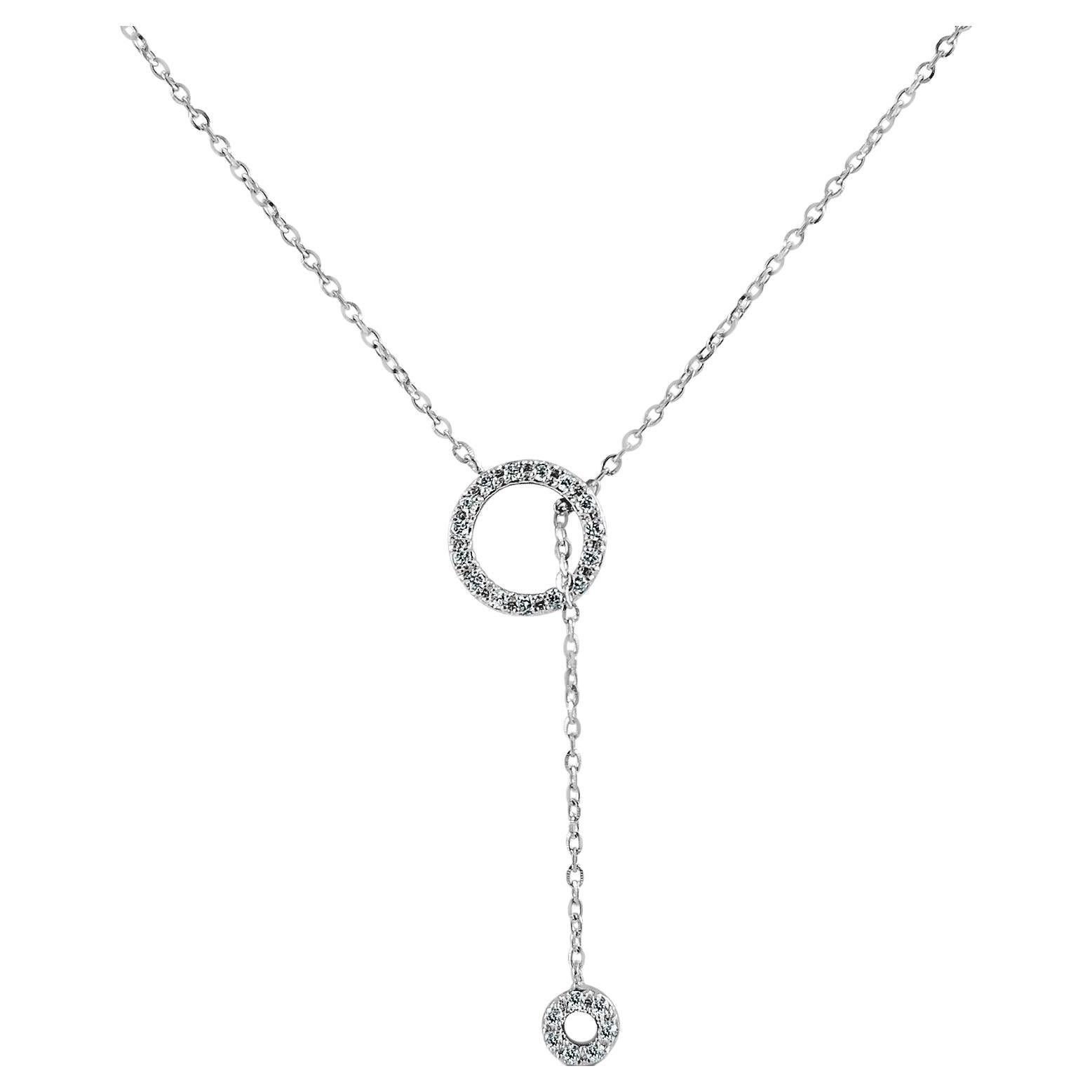 14K White Gold 0.10ct Diamond Dangle Necklace for Her For Sale