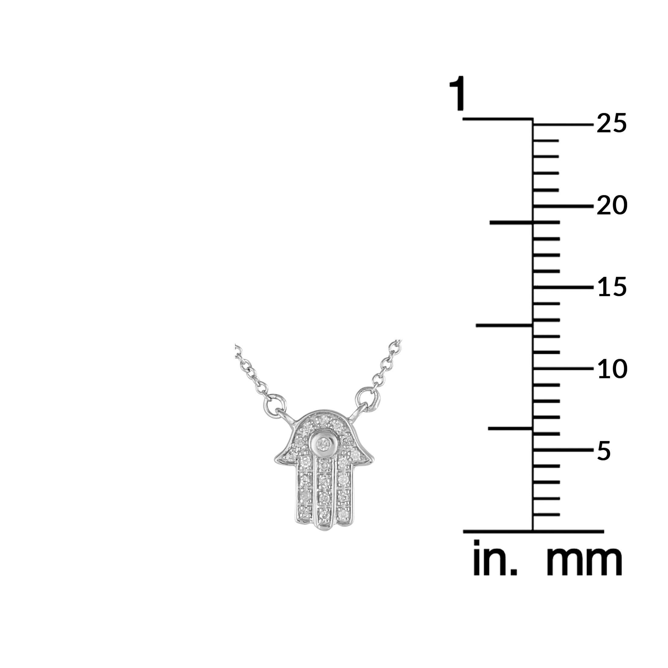14K White Gold 0.10ct Diamond Hamsa Necklace In New Condition For Sale In Southampton, PA