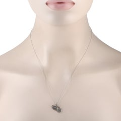 14K White Gold 0.10ct Diamond Hamsa Pendant Necklace PN15480-W