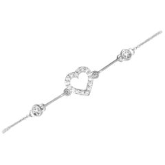 14K White Gold 0.10ct Diamond Heart Bracelet