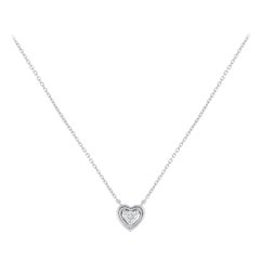 14K White Gold 0.10ct Diamond Heart Pendant Necklace PN16194