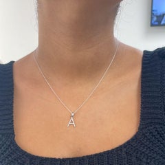 14K White Gold 0.10ct Diamond Initial a Pendant for Her