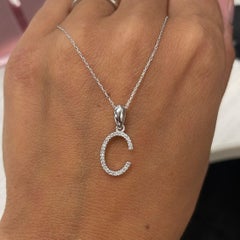 14K White Gold 0.10ct Diamond Initial C Pendant for Her