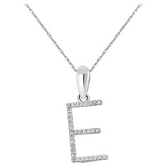 Pendentif E initial en or blanc 14 carats avec diamants de 0,10 carat pour elle