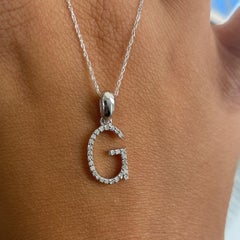 14K White Gold 0.10ct Diamond Initial G Pendant for Her