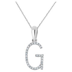 14K White Gold 0.10ct Diamond Initial G Pendant for Her