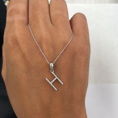 14K White Gold 0.10ct Diamond Initial H Pendant for Her