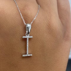14K White Gold 0.10ct Diamond Initial i Pendant for Her