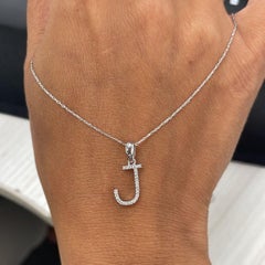 14K White Gold 0.10ct Diamond Initial J Pendant for Her