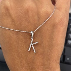 14K White Gold 0.10ct Diamond Initial K Pendant for Her