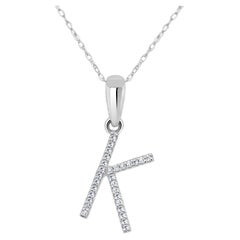 14 Karat Weißgold 0,10 Karat Diamant Initial K Anhänger für Her