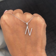 14K White Gold 0.10ct Diamond Initial N Pendant for Her