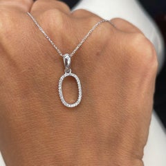 14K White Gold 0.10ct Diamond Initial O Pendant for Her